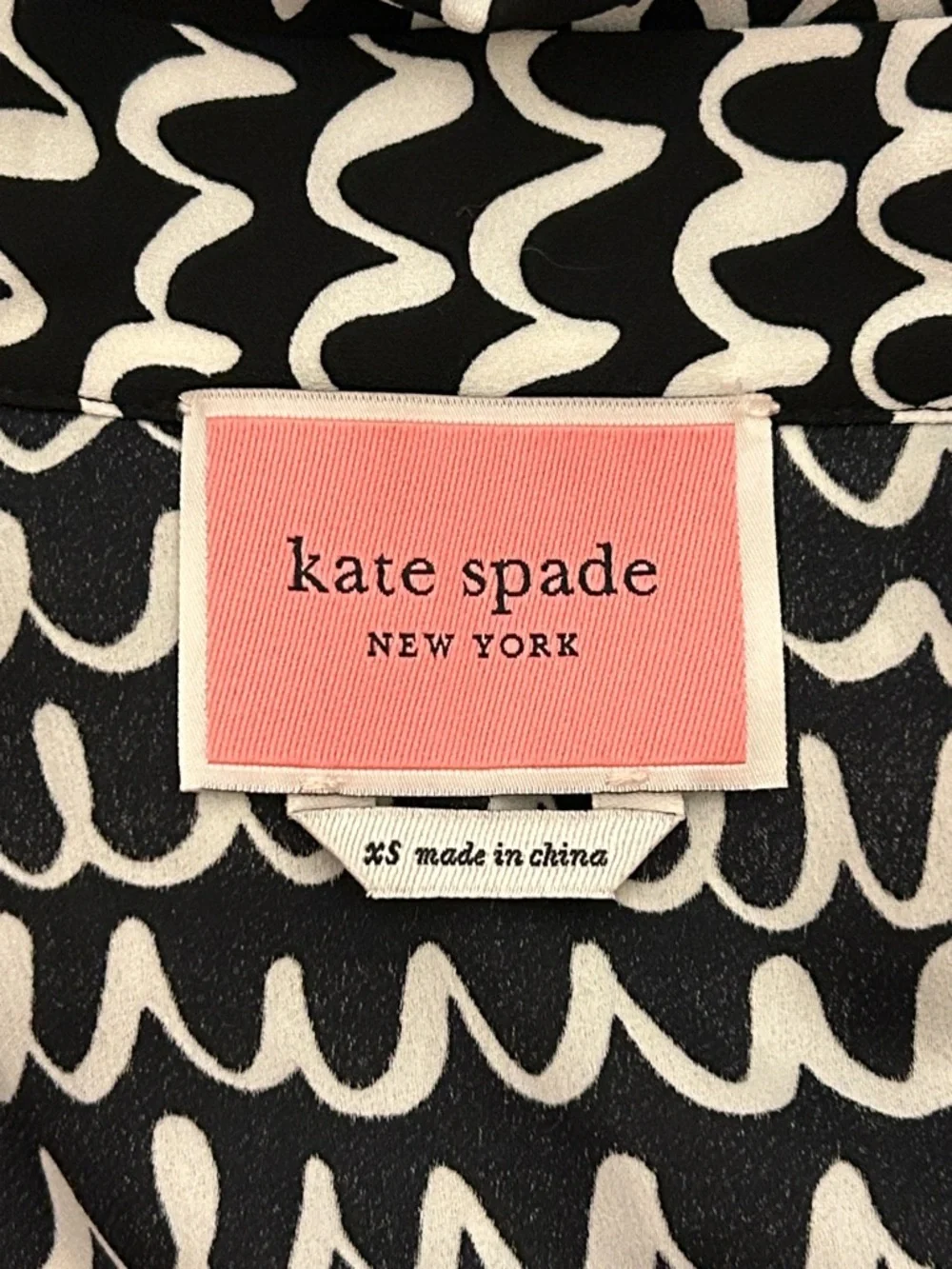 Kate Spade Pop Scallop Crepe Dress Black and White Pattern New Size XS Ruffle